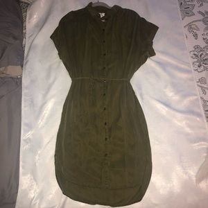 Army green button up dress
